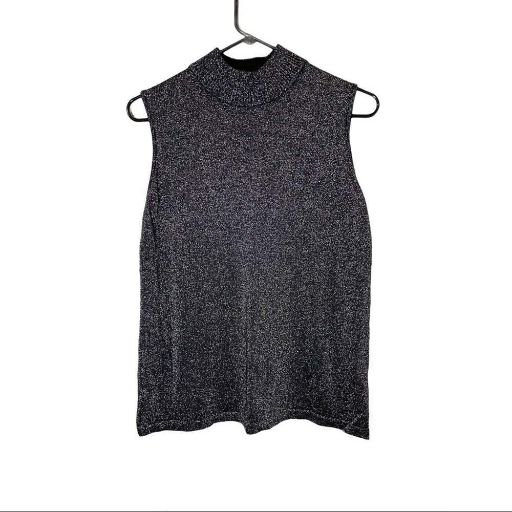 Peter Nygard Sparkly Sleeveless Mock Neck Top LP